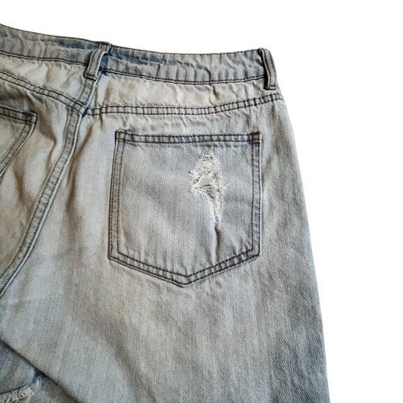 Forever 21 Jean Shorts Women 26 Blue High Rise Distressed Light Rinse Sz26 W30 - Picture 11 of 13